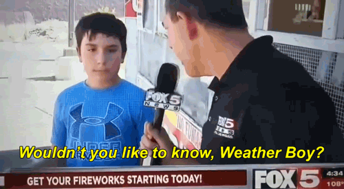 A gif of the popular vine, wouldn't you like to know weather boy. Source: I got it off Giphy