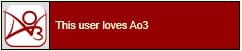 A red blinkie with the ao3 logo. The text on it says 'This user loves Ao3'